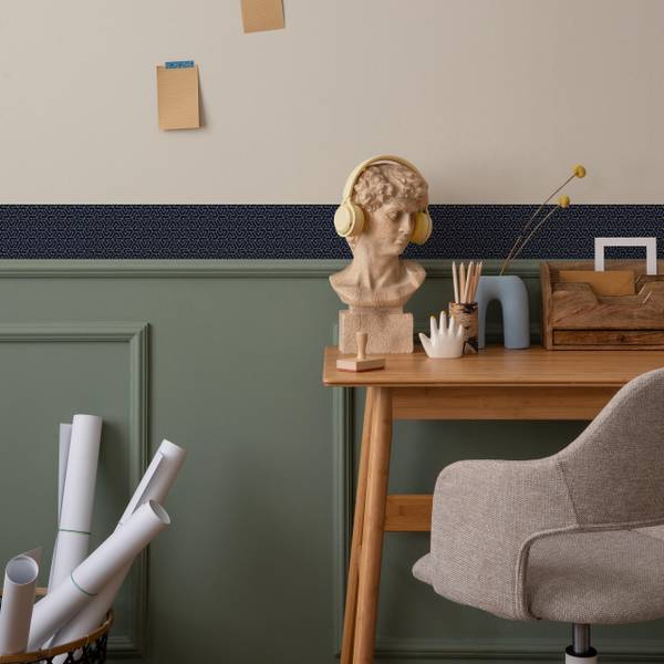 Tapetenbordüre geometrische Muster Beige - Blau - Fleece - 10 x 300 x 300 cm