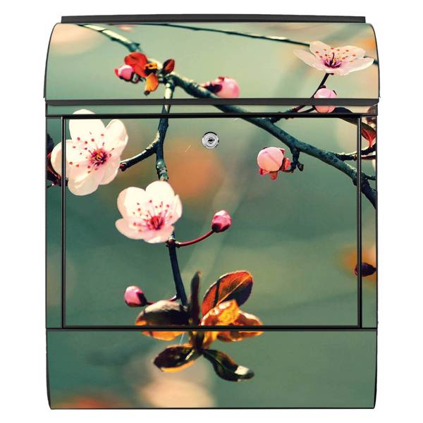 Briefkasten Stahl Japankirsche Schwarz - Stahl - 38 x 46 x 13 cm