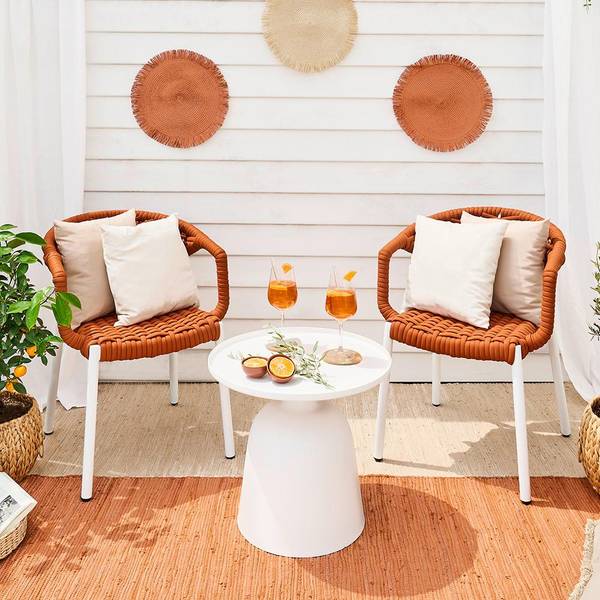 Gartenstuhl ANTONIA Orange - Weiß - Metall - Textil - 58 x 76 x 59 cm
