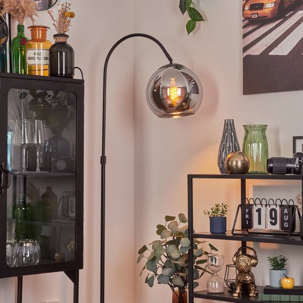 Stehlampe Cesaro Grau - Silber - Metall - 11 x 141 x 105 cm