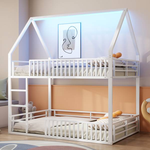 Kinderbett K-589 Weiß - Metall - 140 x 214 x 200 cm