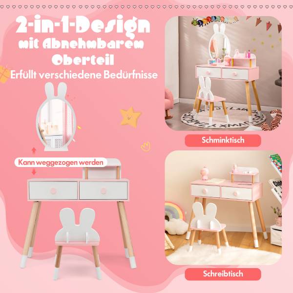 Kinder Schminktisch Set 21435670 Weiß - Holzwerkstoff - 78 x 110 x 37 cm