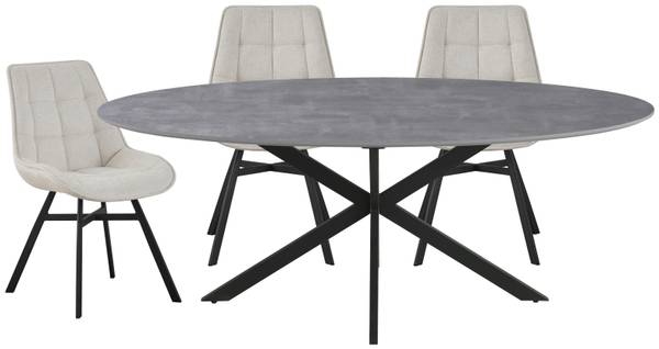 Esstisch MATTEO Grau - Holzwerkstoff - Metall - 75 x 90 x 180 cm