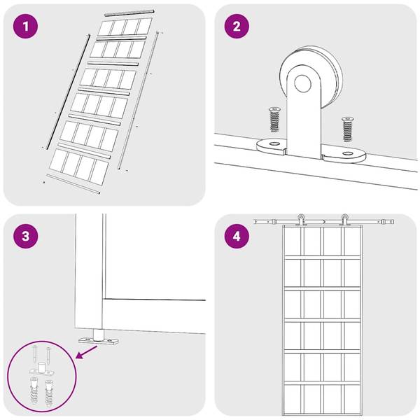 Schiebetür 3006206 Schwarz - Aluminium - 90 x 205 x 1 cm