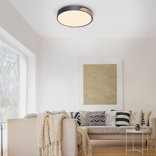 LED Deckenleuchte Q BILA Smart Home Schwarz - Metall - 51 x 8 x 51 cm