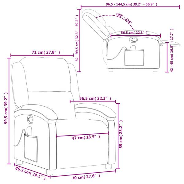 Fauteuil inclinable de massage 3032452-2 Crème - Blanc