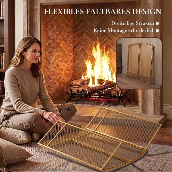 Kaminschutzgitter 820-506V00GD Gold - Metall - 10 x 75 x 122 cm