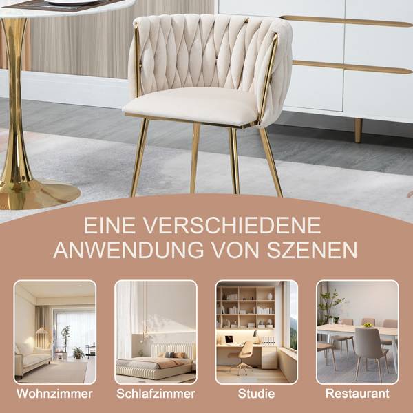 Esszimmerstühle-B2398 2er-Set Beige - Metall - 52 x 72 x 54 cm