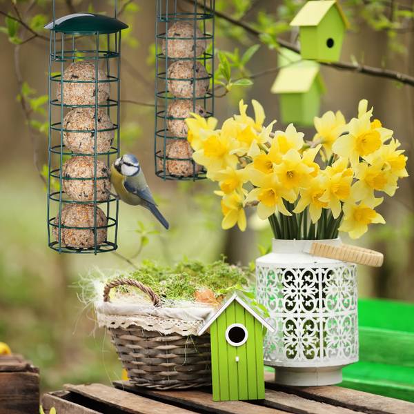 3x supports boules graisse pour oiseaux Vert - Fer - 9 x 31 x 9 cm
