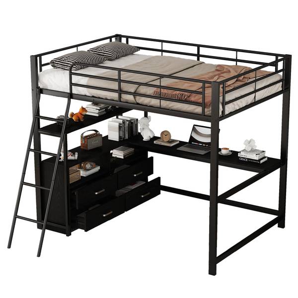 Hochbett BB3715 Schwarz - Metall - 145 x 180 x 204 cm