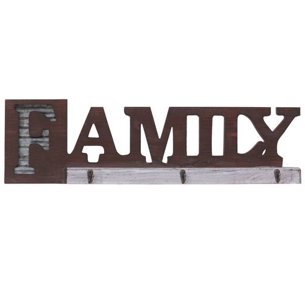 Vestaire murale A91 Family Marron - Bois manufacturé - Métal - En partie en bois massif - 18 x 63 x 4 cm