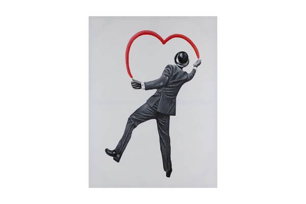 Acrylbild Handgemalt Banksy Lif Rot - Baumwollstoff - 75 x 100 x 4 cm