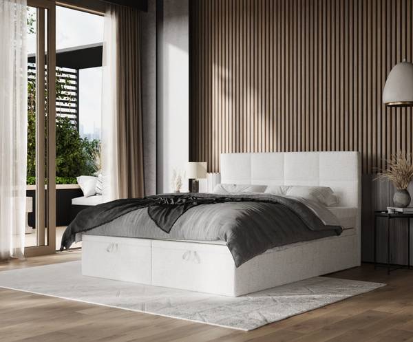 Boxspringbett TESSA mit Stauraum Neve Creme - Liegefläche Breite: 160 cm