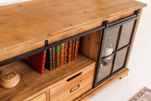 TV-Lowboard HERITAGE Braun - Klarglas - 160 x 62 x 45 cm