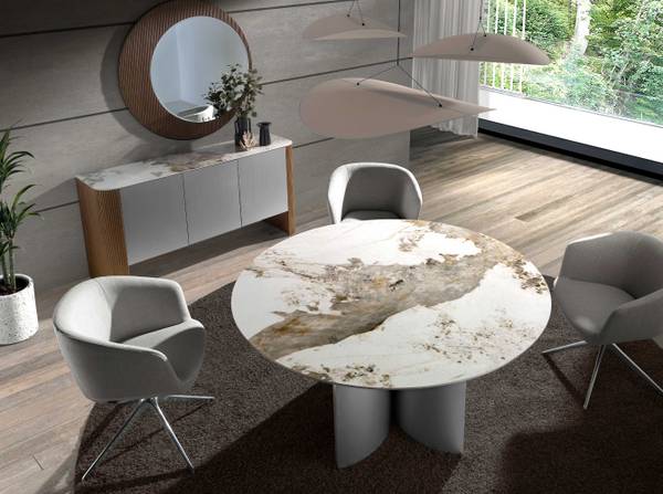 Table à manger 1148 Blanc - Marbre - 150 x 75 x 150 cm