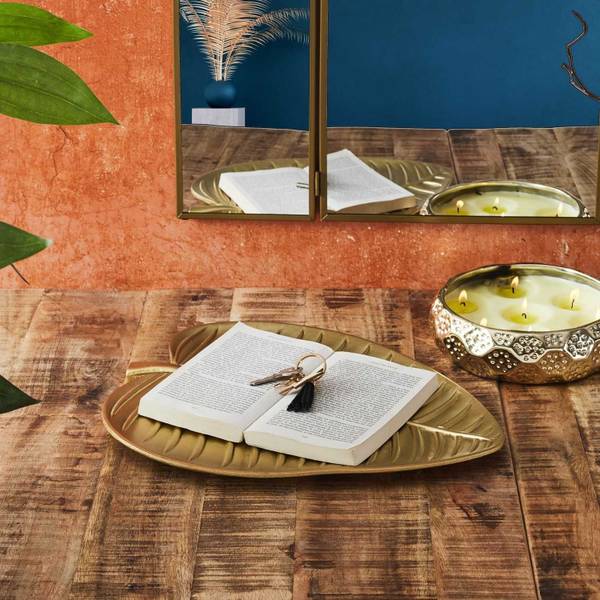 Dekotablett Oro Gold - Holz teilmassiv - 4 x 31 x 38 cm