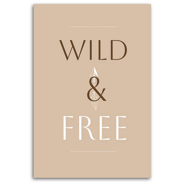 Wandbild schriftzug „wild & free” 70 x 100 cm