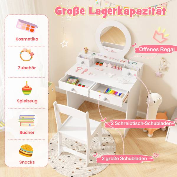 Schminktisch TK32590ITDE Weiß - Holzwerkstoff - 40 x 110 x 70 cm