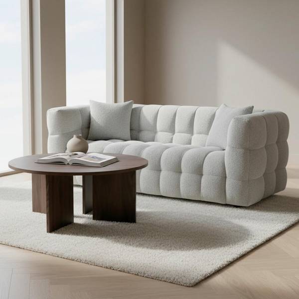 3-Sitzer-Sofa ENA Grau - Textil - Holz teilmassiv - 210 x 75 x 96 cm