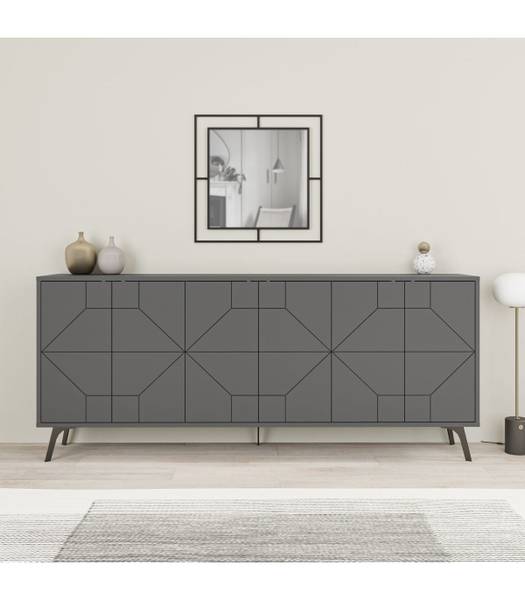 Sideboard mit Türen DUNE Grau - Holzwerkstoff - 35 x 78 x 184 cm