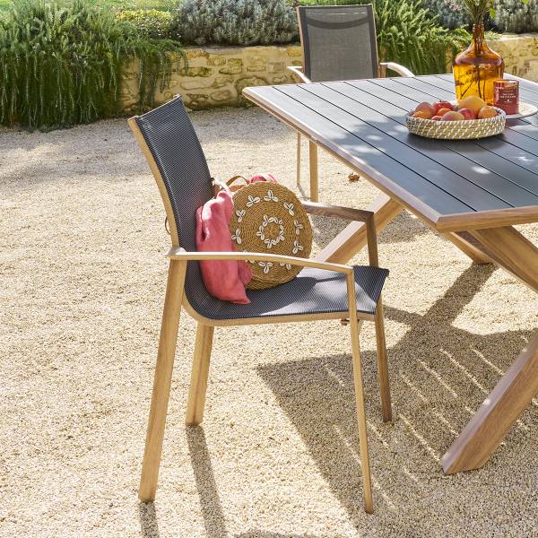 Fauteuil de jardin empilable AXANT Gris - Métal - 57 x 94 x 63 cm