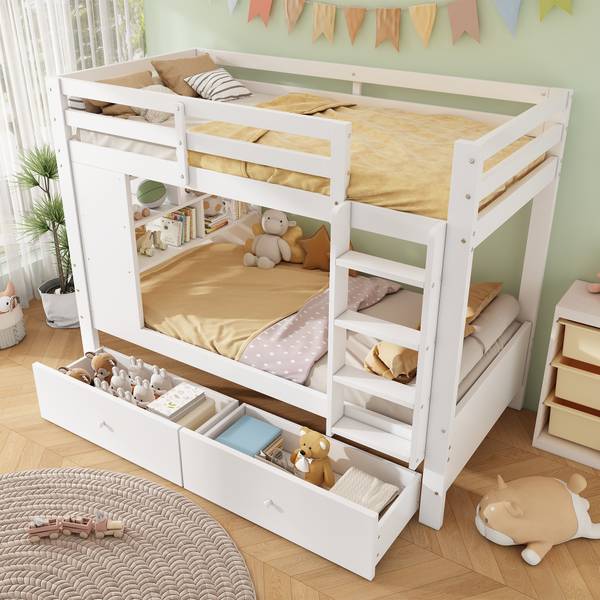 Etagenbett BAMUD82 Ⅰ Weiß - Holzwerkstoff - 104 x 160 x 205 cm