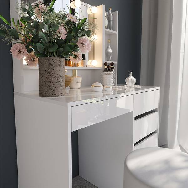 Coiffeuse Sherry 57699 Blanc - Bois manufacturé - 90 x 76 x 51 cm