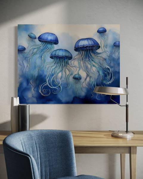 Tablau deco méduses marines 120 x 80 cm