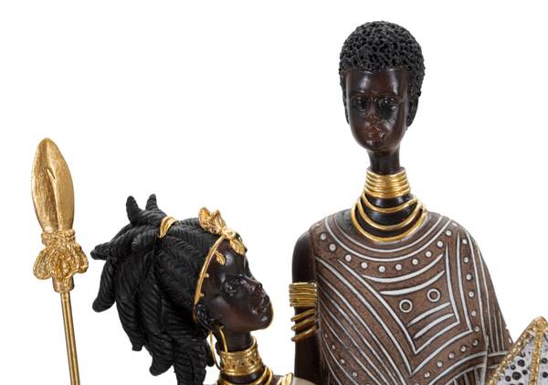 Skulptur Masai Tribal Famiglia Braun - Harz - 12 x 38 x 16 cm