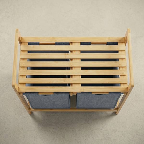 Wäschekorb TELA Grau - Textil - 63 x 74 x 33 cm