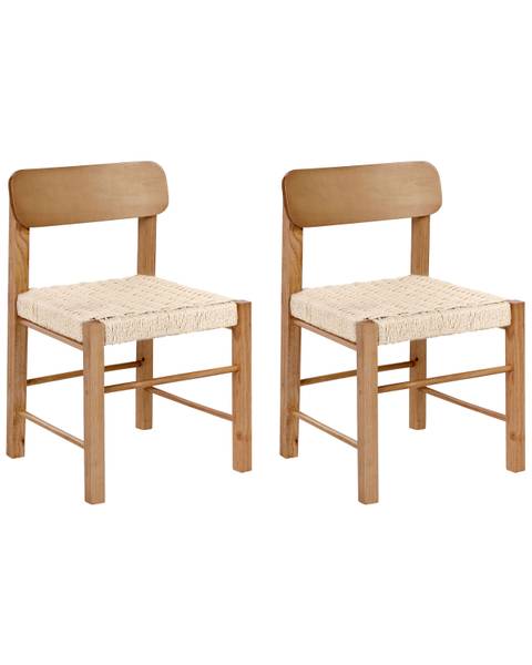 Stuhl ALLOS 2-tlg Beige - Braun - Massivholz - 45 x 76 x 47 cm