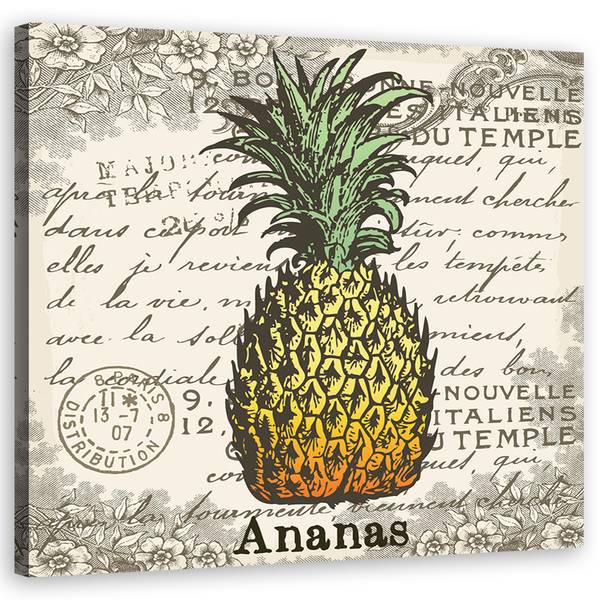 Wandbild ananas vintage 40 x 40 cm