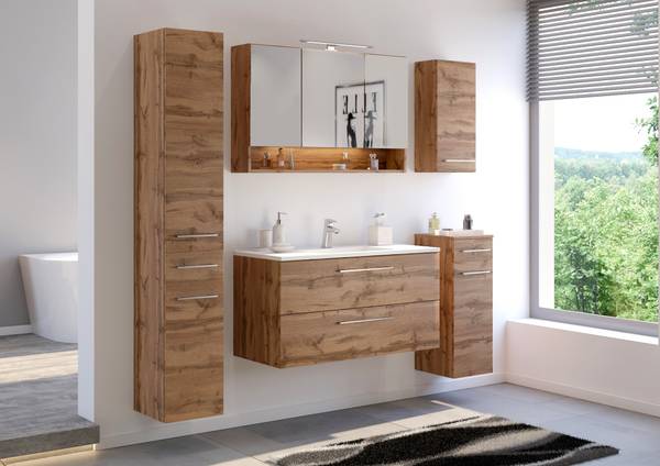 Waschtisch-Set Livorno 100cm Braun - Holzwerkstoff - 100 x 180 x 48 cm