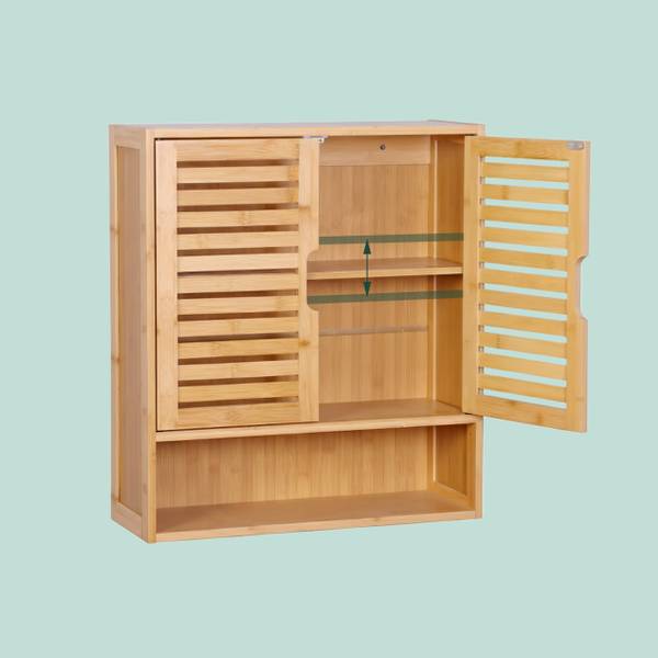 Hängeschrank Bad Braun - Bambus - Holzwerkstoff - 59 x 66 x 21 cm