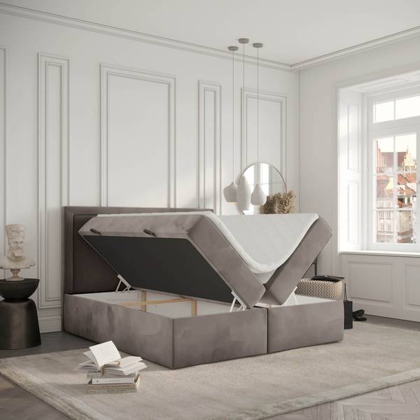 Premium Boxspringbett Jodan Magic Velvet Taupe - Liegefläche Breite: 120 cm
