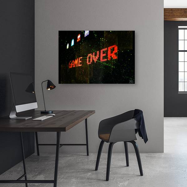 Tableau déco game over pour joueur 120 x 80 cm