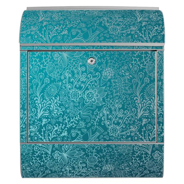 Briefkasten Stahl Mandala Landschaft Grau - Stahl - 38 x 46 x 13 cm