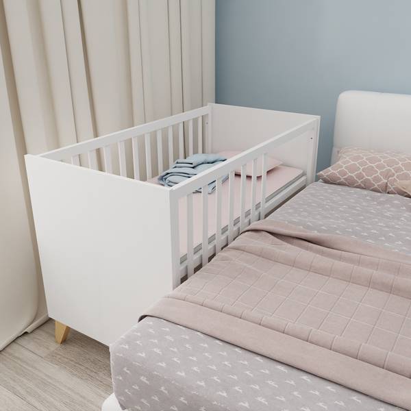 Baby- und Beistellbett Leon Weiß - Holzwerkstoff - 66 x 82 x 124 cm