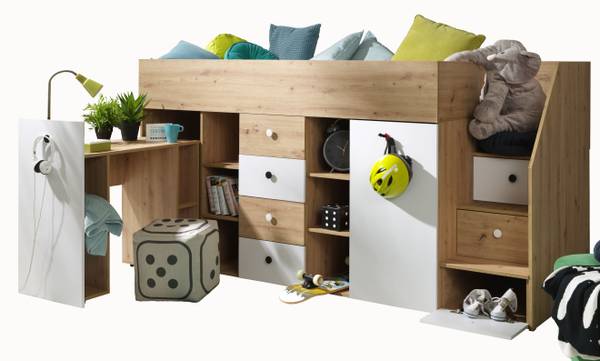 HOCHBETT SMART 3P Schwarz - Braun - Weiß - Holzwerkstoff - Holz teilmassiv - 98 x 123 x 249 cm