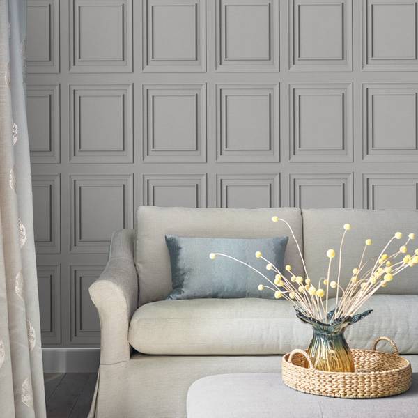 Vliestapete Redbrook Holzplatte Silber