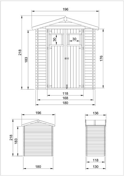 Gartenhaus M367 Höhe: 218 cm