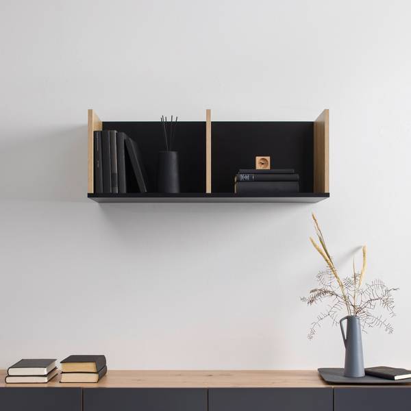 Wandregal LORI Beige - Schwarz - Holzwerkstoff - 80 x 30 x 30 cm