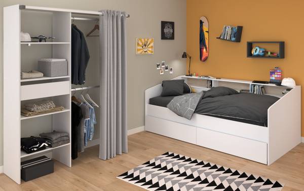Kinderzimmer Sleep11 2-teilig Weiß - Holzwerkstoff - Metall - 203 x 182 x 113 cm