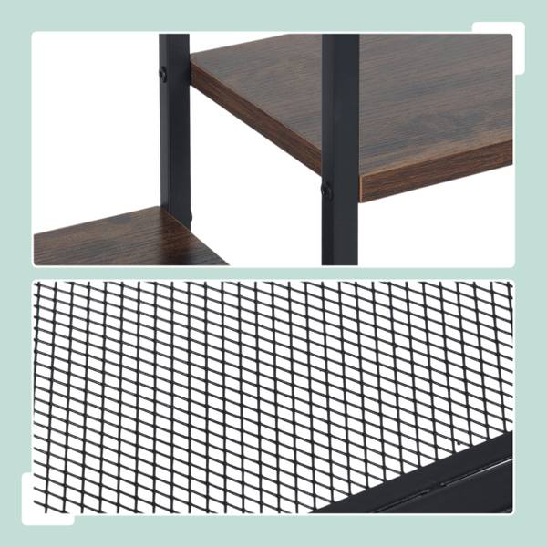 Konsolentisch mit 4 Ablagen Schwarz - Braun - Eisen - 80 x 75 x 22 cm