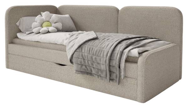 Gestoffeerd bed Cuddy beige - polyamide - 103 x 86 x 212 cm