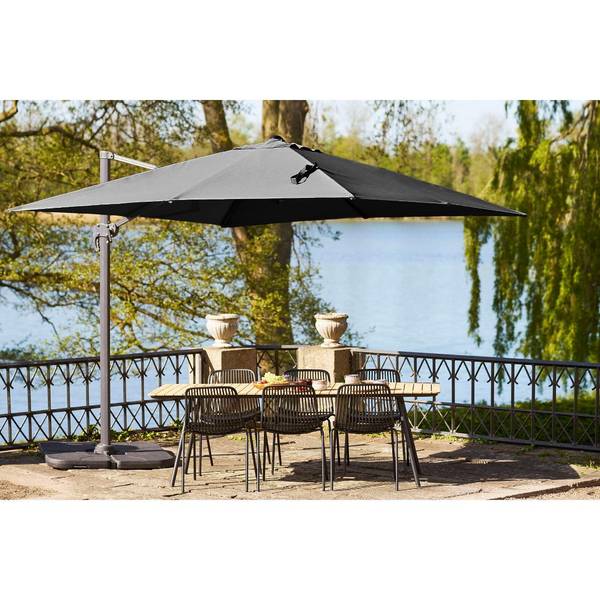Hangende parasol Bea zwart - deels massief hout - 295 x 260 x 295 cm