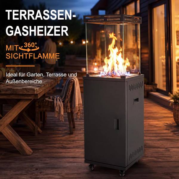 Gaskamin Gulliver II Schwarz - Metall - 42 x 42 x 145 cm