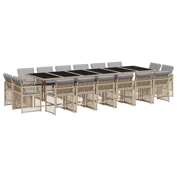 Salle à manger 3033275-5 lot de 17 Beige - Gris - Polyrotin - 106 x 73 x 330 cm