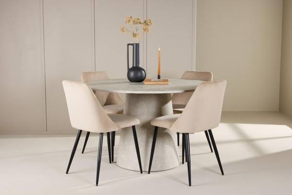 Essgruppe Lanzo (5-teilig) Beige - Holzwerkstoff - Holz teilmassiv - 120 x 75 x 120 cm