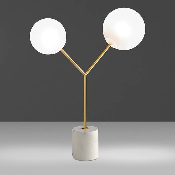 Lampe de bureau 8050 Doré - Blanc - Doré - Acier - Marbre - 53 x 63 x 20 cm